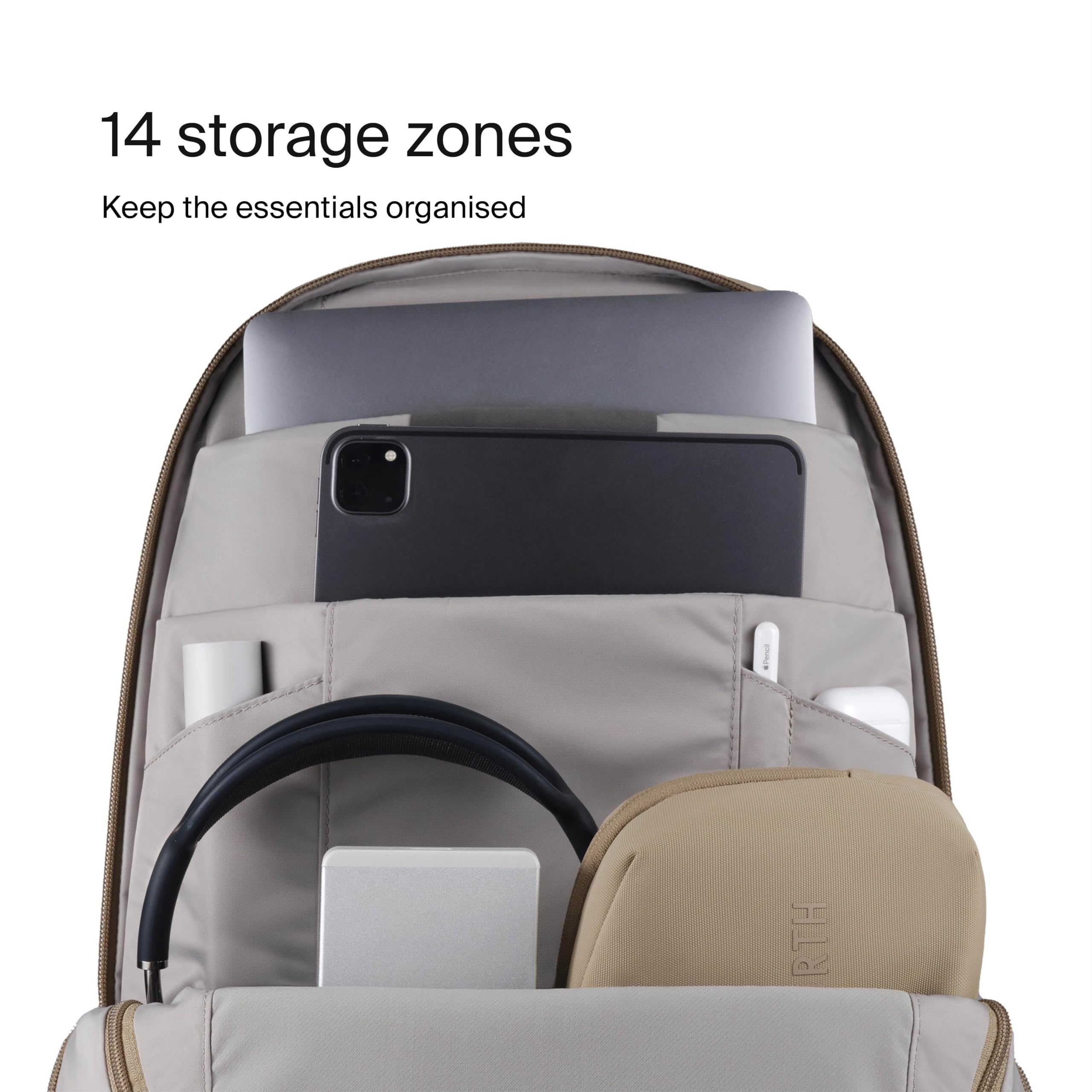 Urth Arkose 20L Backpack – 15” Laptop Bag, Weatherproof + Recycled (Beige) - Image 7