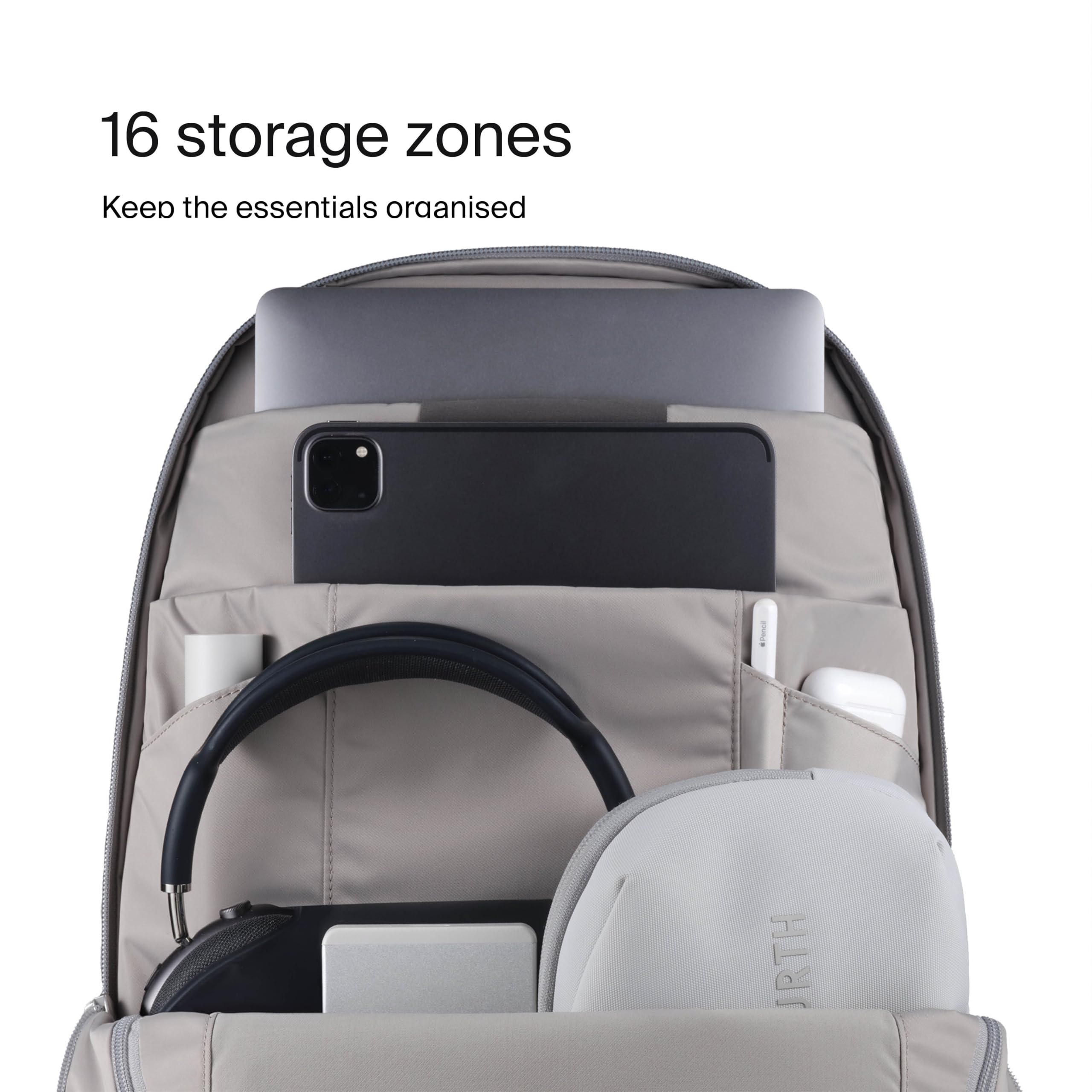 Urth Arkose 20L Modular Backpack + 3.7L Camera Insert - Water Resistant, Anti-Theft, Recycled Bag for DSLR/SLR/Mirrorless, 13-16 Inch Laptop in Ash Grey - Image 6