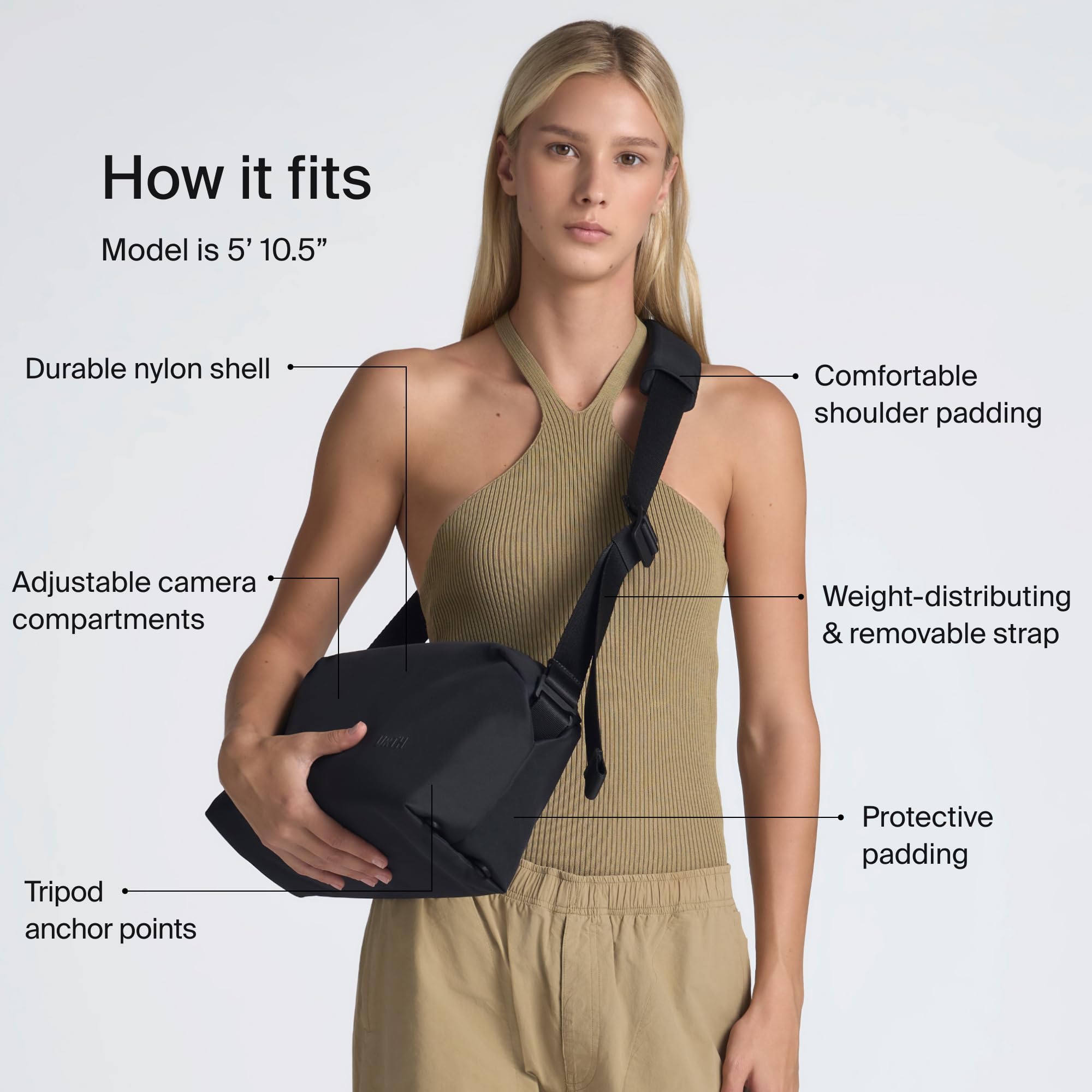 Urth Dolomite 8L Large Crossbody Camera Sling - Water Resistant, Recycled, Multifunction Photography DSLR Everyday Bag (Black) - Image 4