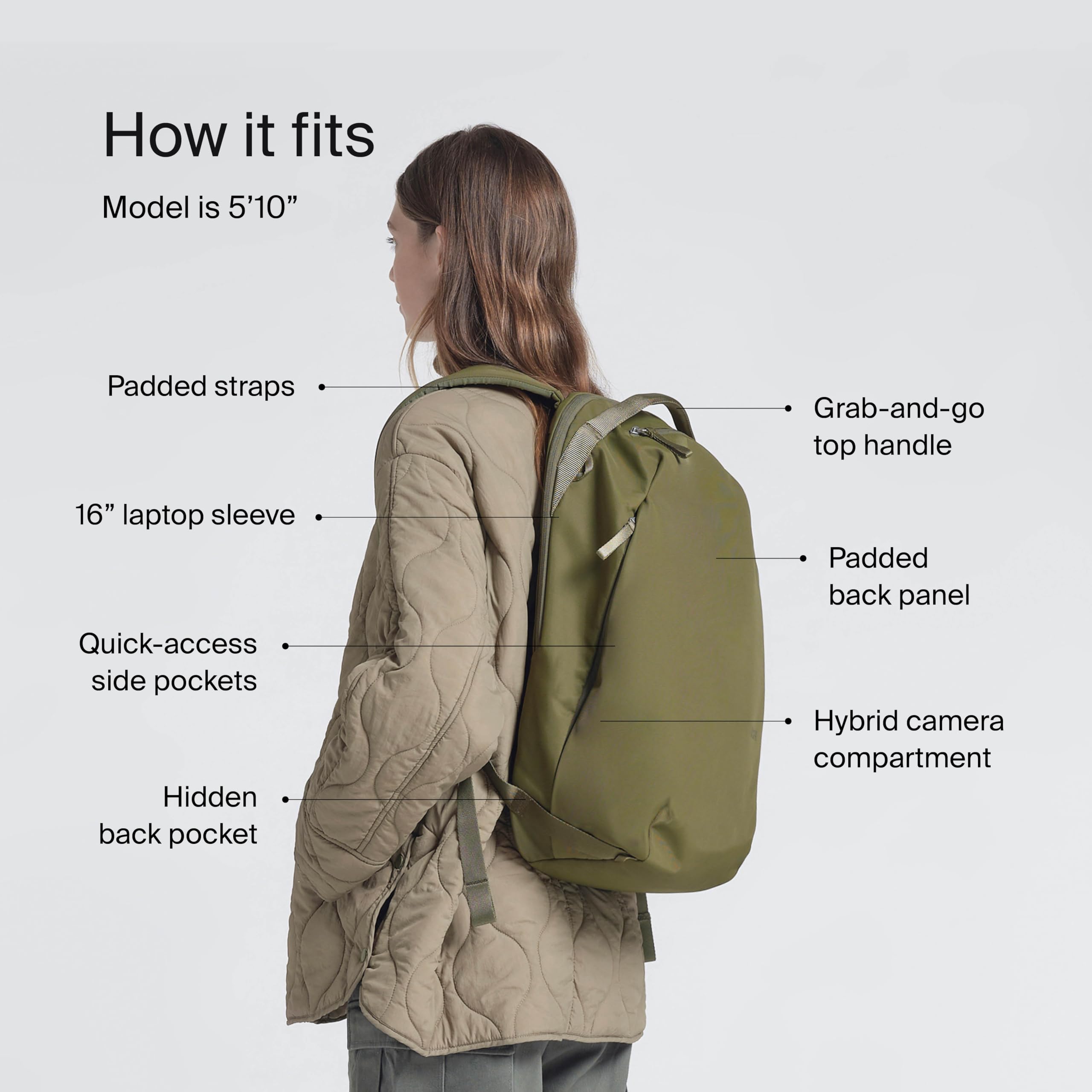 Urth Norite 24L Modular Backpack + 11.3L Camera Insert - Water Resistant, Anti-Theft, Recycled Bag for DSLR/SLR/Mirrorless, 13-16 Inch Laptop in Green - Image 4